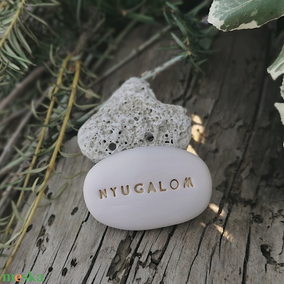 NYUGALOM - Kerámia Varázskavics üzenettel, motivációs felirattal - esküvő - emlék & ajándék - köszönőajándék - Meska.hu