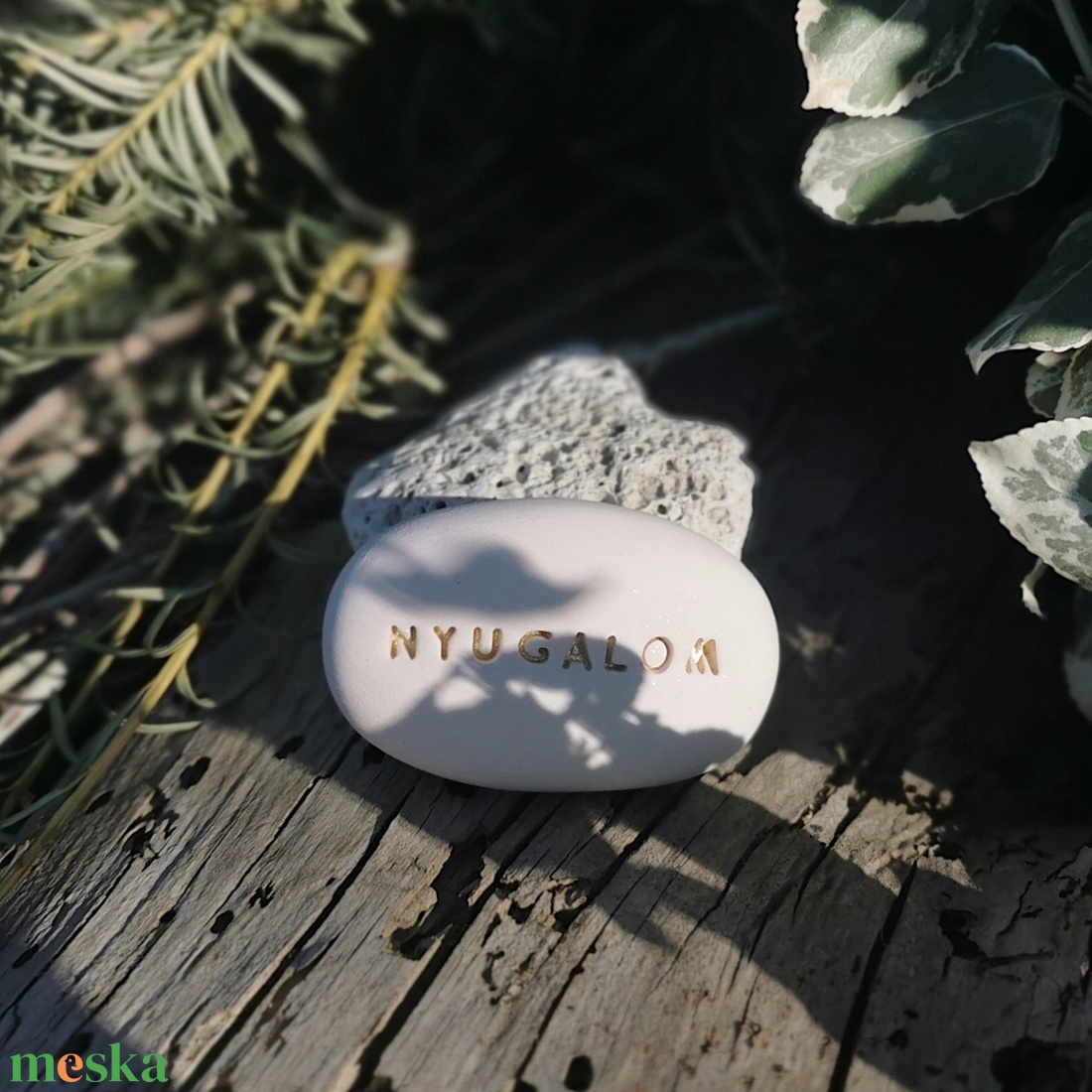 NYUGALOM - Kerámia Varázskavics üzenettel, motivációs felirattal - esküvő - emlék & ajándék - köszönőajándék - Meska.hu