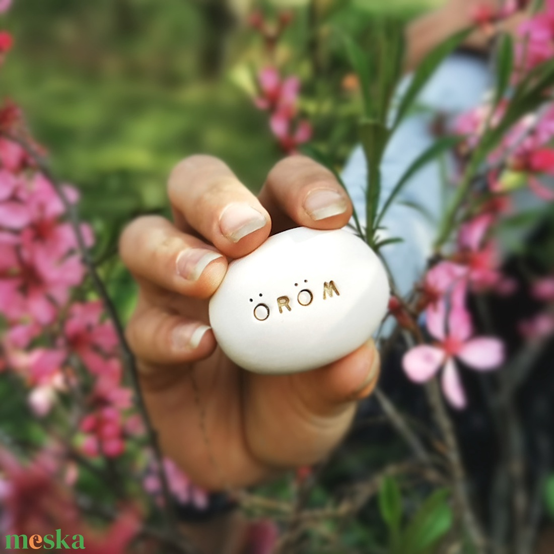 ÖRÖM - Kerámia Varázskavics pozitív üzenettel, kedves emlék, ajándék minden alkalomra - esküvő - emlék & ajándék - köszönőajándék - Meska.hu