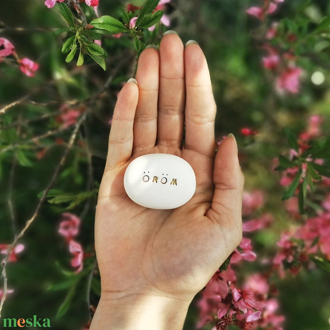 ÖRÖM - Kerámia Varázskavics pozitív üzenettel, kedves emlék, ajándék minden alkalomra - esküvő - emlék & ajándék - köszönőajándék - Meska.hu