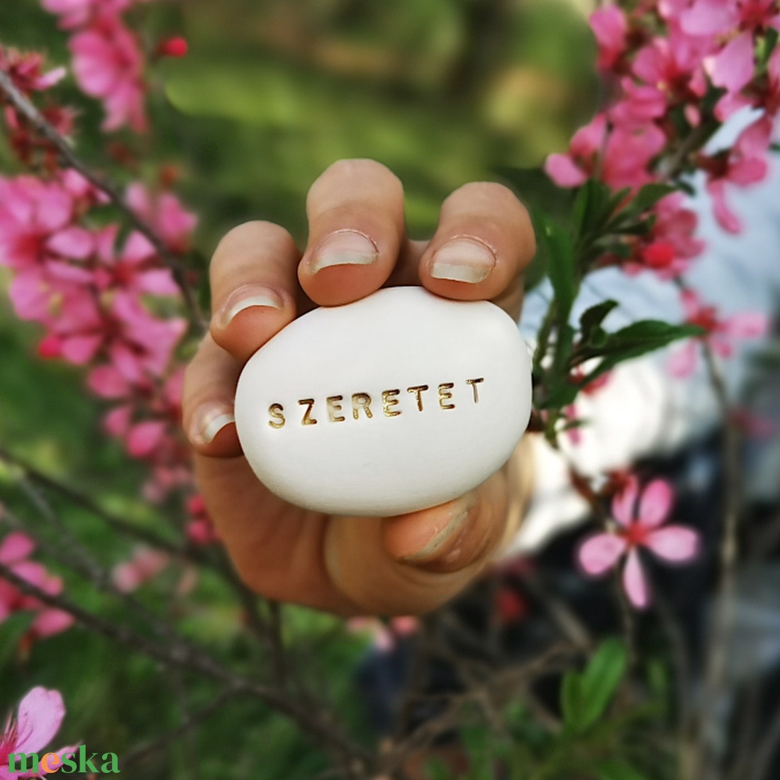 SZERETET - Kerámia Varázskavics kedves üzenetekkel, motivációkkal - esküvő - emlék & ajándék - nászajándék - nászajándék gyűjtők - Meska.hu
