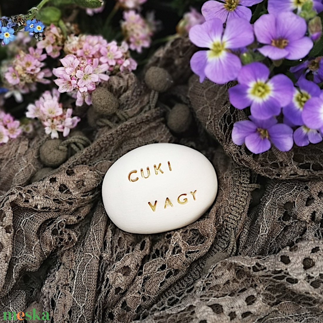 CUKI VAGY - Kerámia Varázskavics üzenettel, motivációs felirattal - esküvő - emlék & ajándék - köszönőajándék - Meska.hu