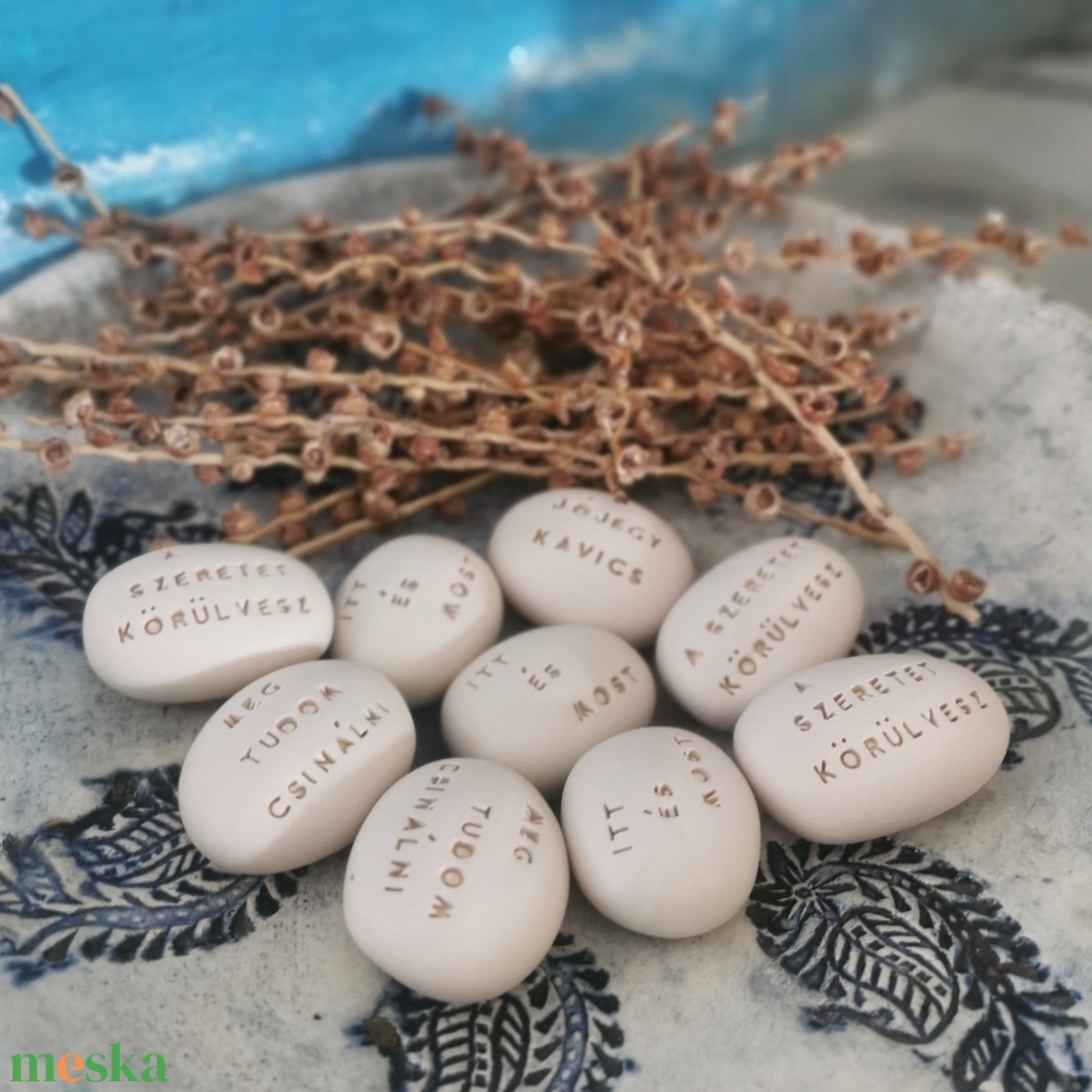 Varázskavics csomag kerámia tállal - egyedi kérésre - esküvő - dekoráció - asztaldísz - Meska.hu