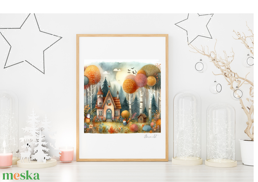 Mesebeli kiserdő házikóval Illusztráció gyerekszobába (A4-es méret) - művészet - grafika & illusztráció - egyéb rajzok - Meska.hu Mesebeli kiserdő házikóval Illusztráció gyerekszobába (A4-es méret) - művészet - grafika & illusztráció - egyéb rajzok - Meska.hu