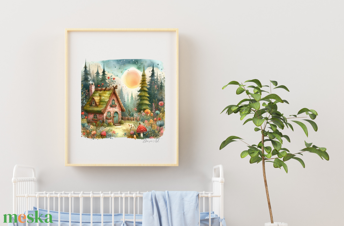 Mesebeli kiserdő házikóval 2. Illusztráció gyerekszobába (A4-es méret) - művészet - grafika & illusztráció - egyéb rajzok - Meska.hu Mesebeli kiserdő házikóval 2. Illusztráció gyerekszobába (A4-es méret) - művészet - grafika & illusztráció - egyéb rajzok - Meska.hu