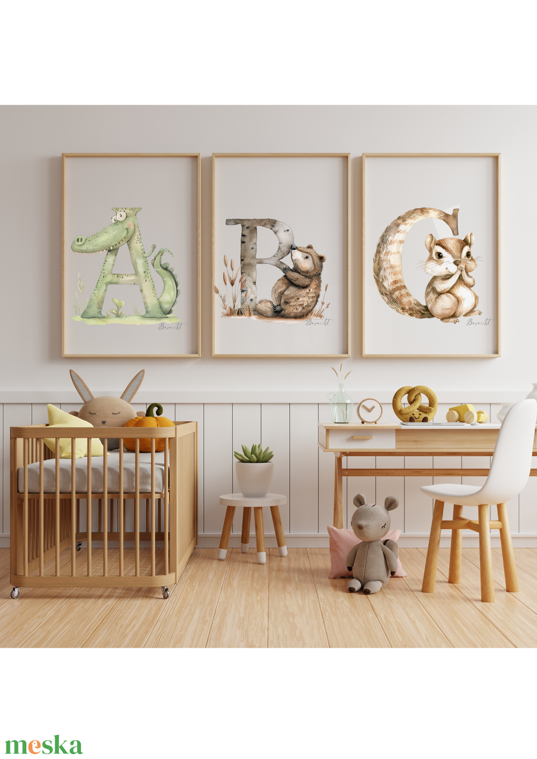 Egyedi Monogram Illusztráció  Személyre szabott gyerekszoba dekoráció (A4-es méretben) - művészet - grafika & illusztráció - egyéb rajzok - Meska.hu