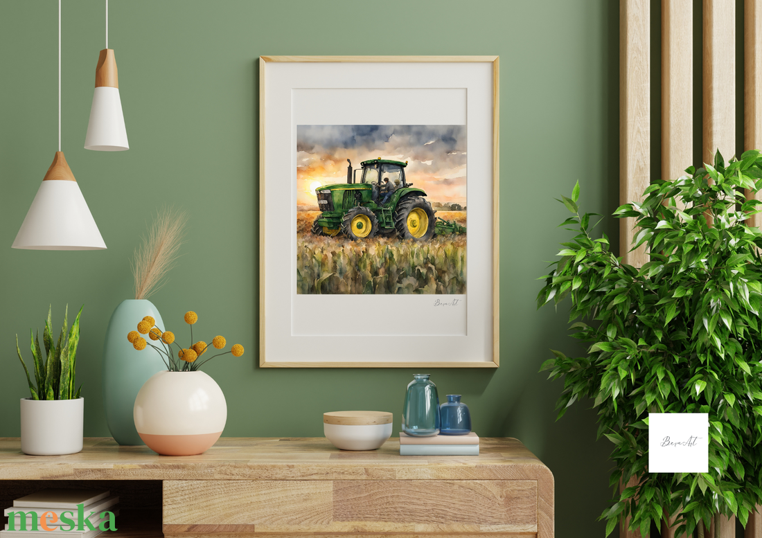John Deere Traktor  Akvarell Illusztráció (A3-as méretben) - művészet - grafika & illusztráció - egyéb rajzok - Meska.hu