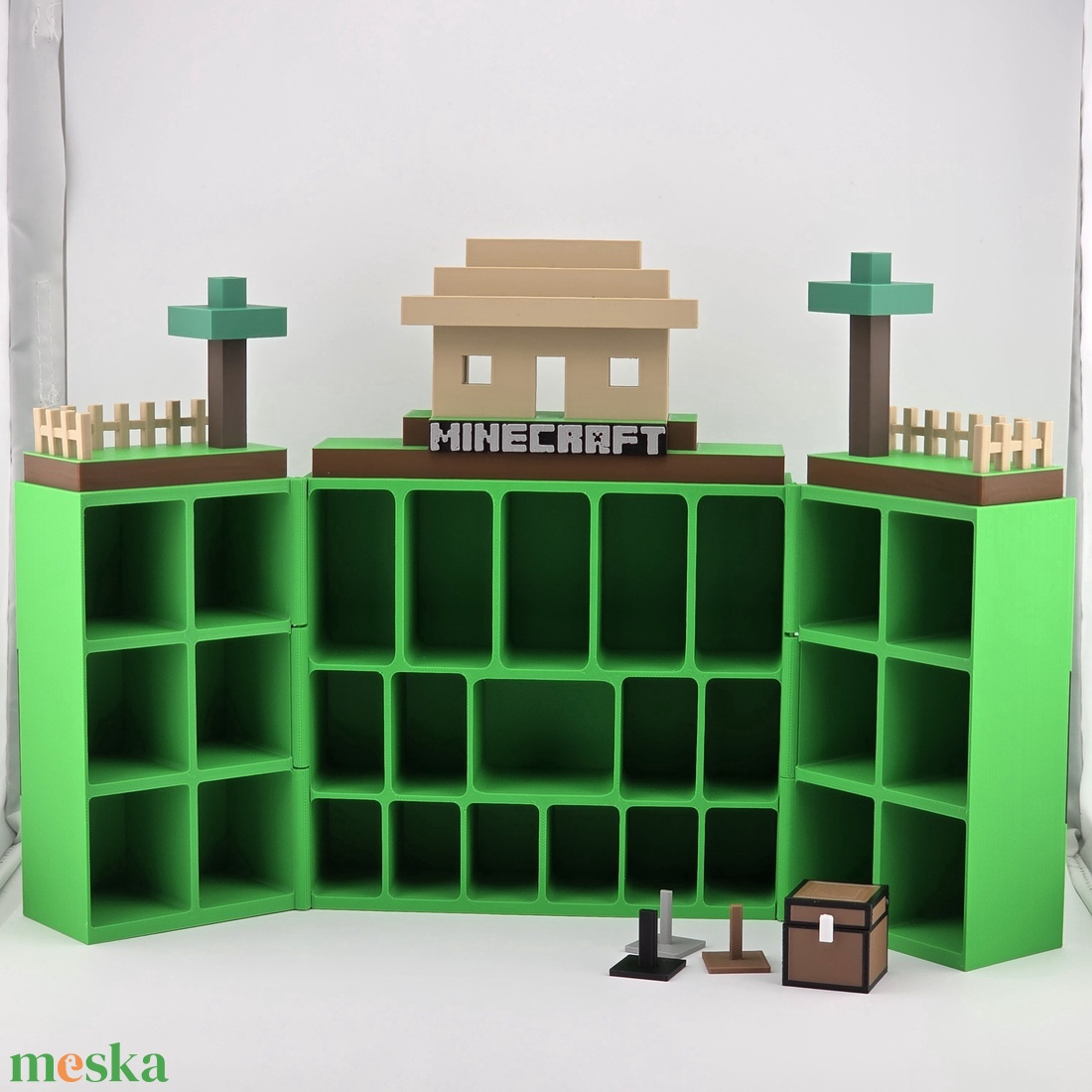 Minecraft Kinder Joy figuratartó állvány kinyitható Creeper verzió ajándék figuratalp és kártya tartó láda - otthon & életmód - tárolás & rendszerezés - íróasztali tároló - Meska.hu