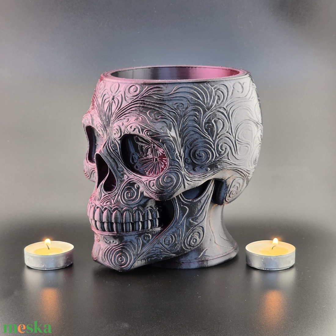 Halloween dekoráció - Koponya cukorkatartó - otthon & életmód - dekoráció - halloween - halloweeni cukorkagyűjtők és cukorkatartók - Meska.hu