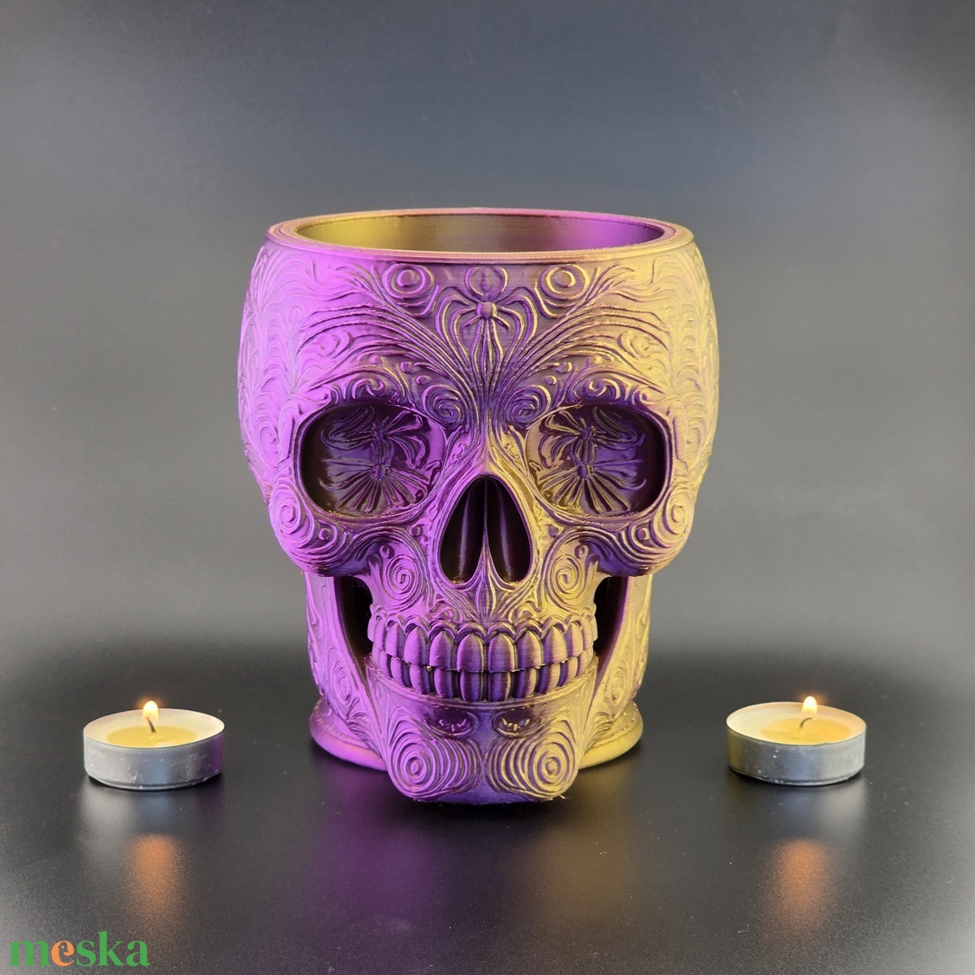 Halloween dekoráció - Koponya cukorkatartó - otthon & életmód - dekoráció - halloween - halloweeni cukorkagyűjtők és cukorkatartók - Meska.hu