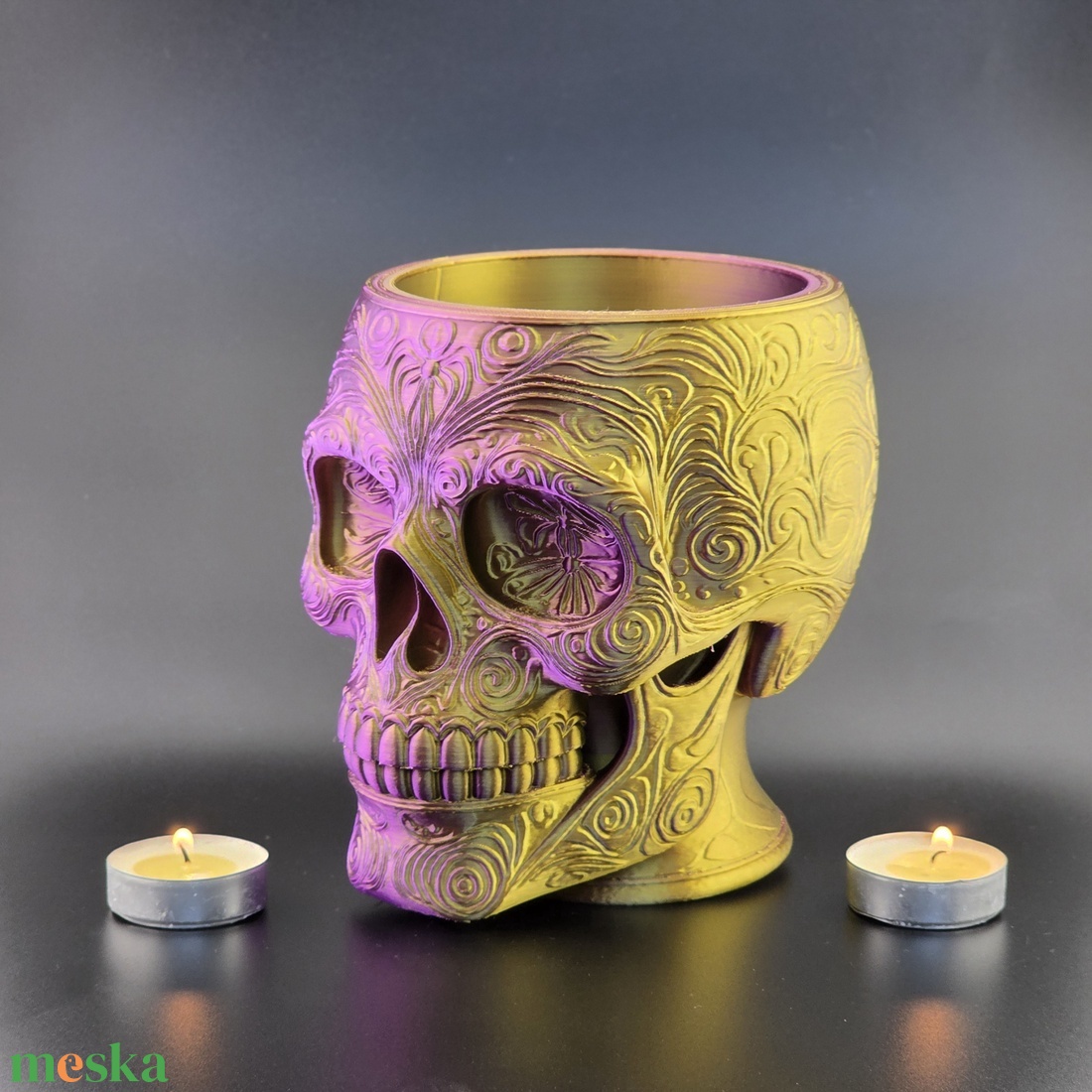 Halloween dekoráció - Koponya cukorkatartó - otthon & életmód - dekoráció - halloween - halloweeni cukorkagyűjtők és cukorkatartók - Meska.hu