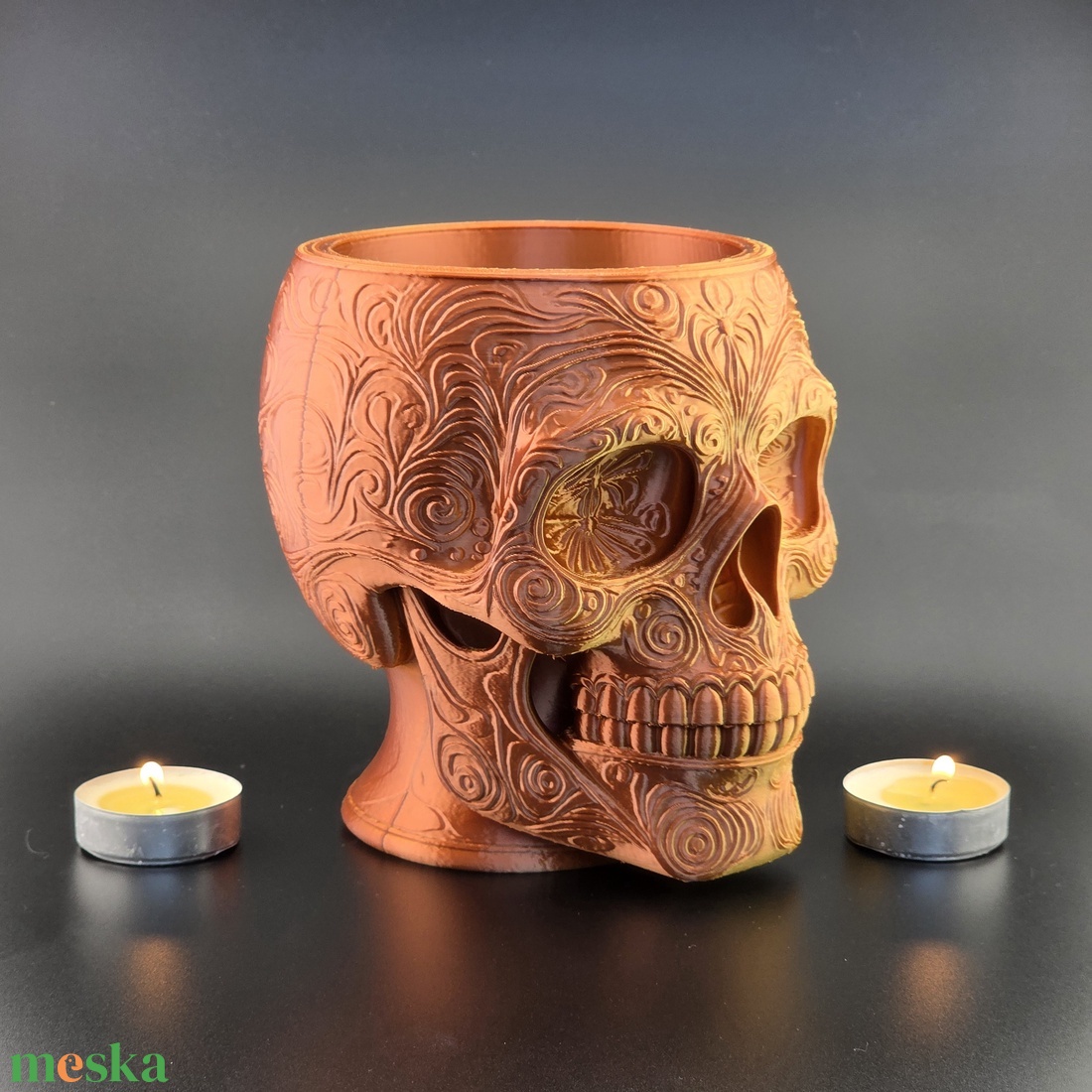 Halloween dekoráció - Koponya cukorkatartó - otthon & életmód - dekoráció - halloween - halloweeni cukorkagyűjtők és cukorkatartók - Meska.hu
