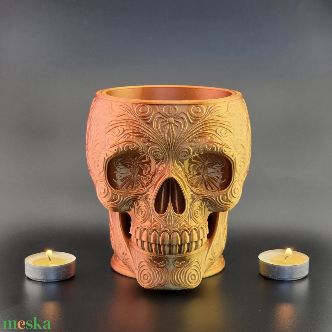 Halloween dekoráció - Koponya cukorkatartó - otthon & életmód - dekoráció - halloween - halloweeni cukorkagyűjtők és cukorkatartók - Meska.hu