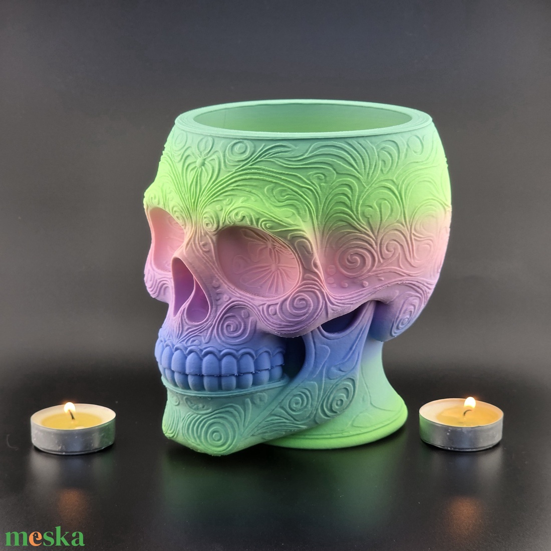 Halloween dekoráció - Koponya cukorkatartó - otthon & életmód - dekoráció - asztal és polc dekoráció - dekorációs tál, tartó - Meska.hu