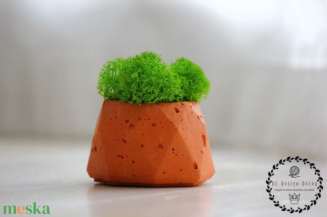 Nyolcszögű beton kaspó zuzmóval - otthon & életmód - dekoráció - virágdísz és tartó - cserép & kaspó - Meska.hu