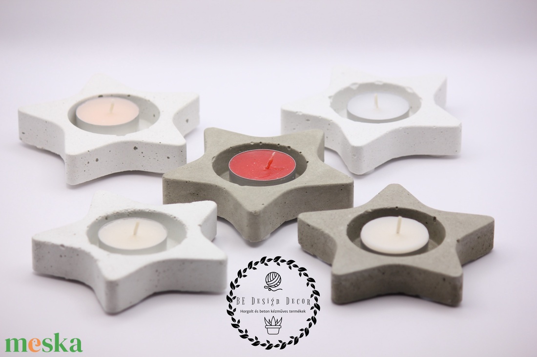 Beton csillag mécsestartó - otthon & életmód - gyertya, illat, aroma - mécses és mécsestartó - Meska.hu
