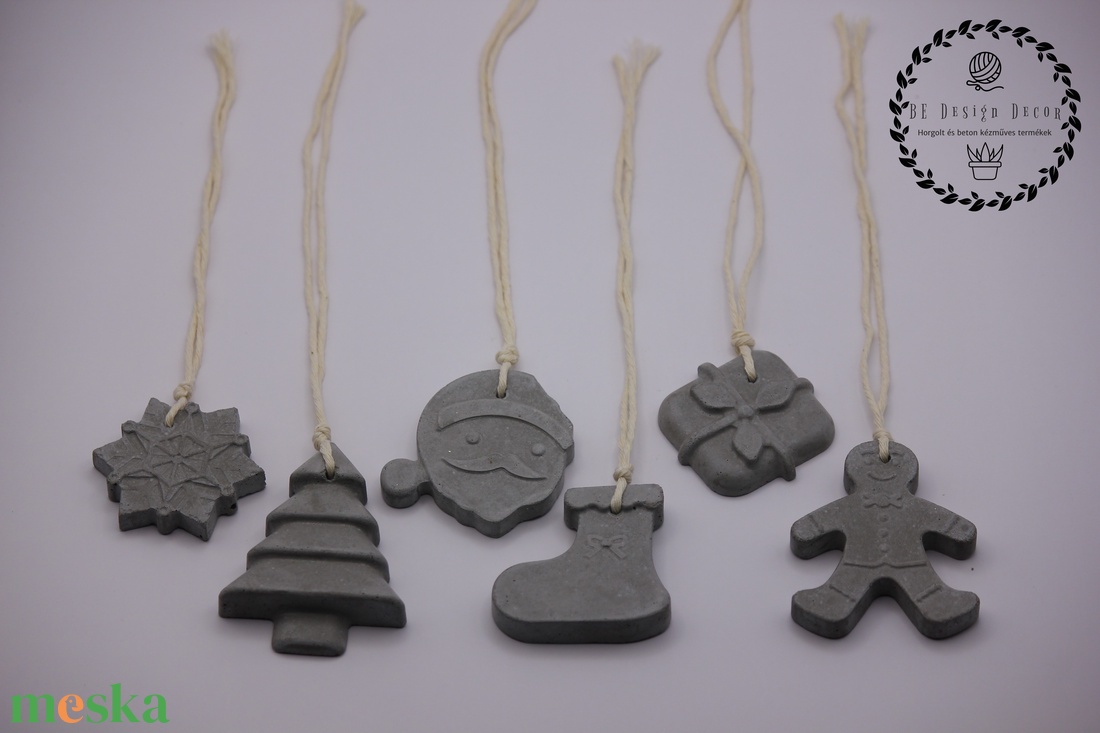 Natúr beton karácsonyfadísz szett - karácsony - karácsonyi lakásdekoráció - karácsonyfadíszek - Meska.hu