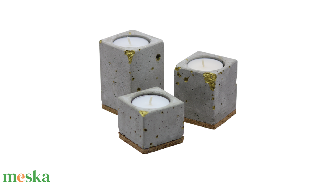 Beton 3-as mécsestartó szett - otthon & életmód - gyertya, illat, aroma - mécses és mécsestartó - Meska.hu