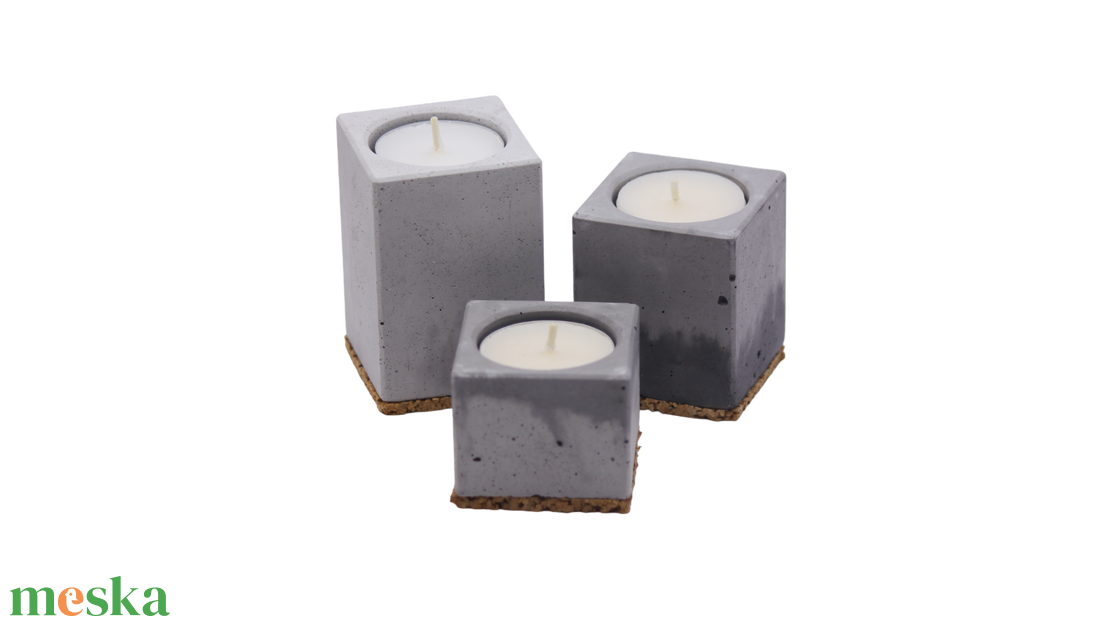 Beton 3-as mécsestartó szett - otthon & életmód - gyertya, illat, aroma - mécses és mécsestartó - Meska.hu