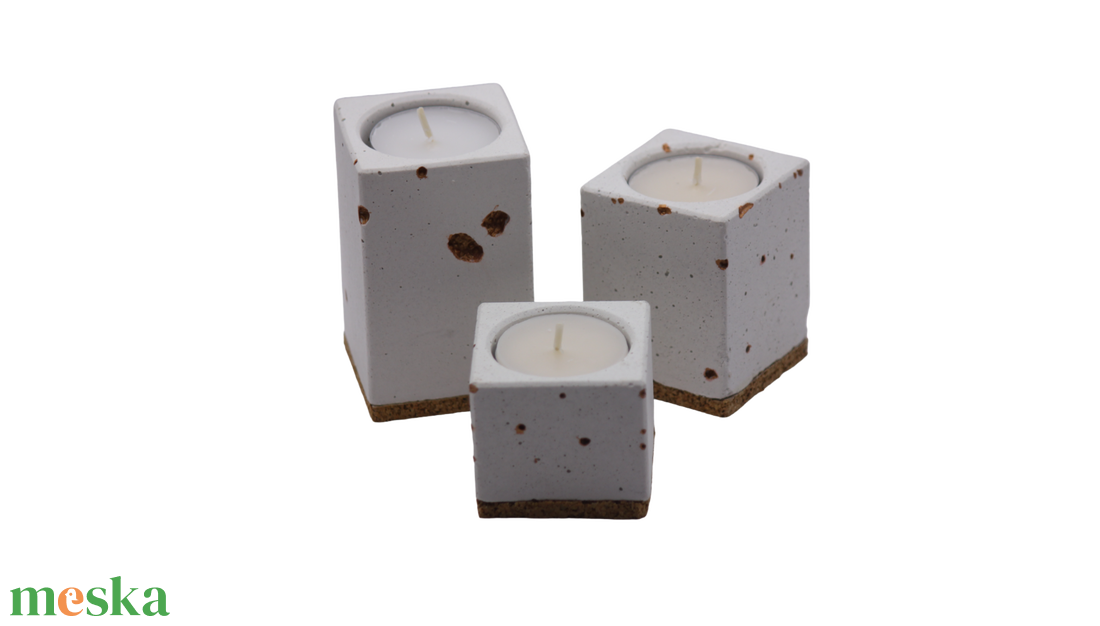 Beton 3-as mécsestartó szett - otthon & életmód - gyertya, illat, aroma - mécses és mécsestartó - Meska.hu