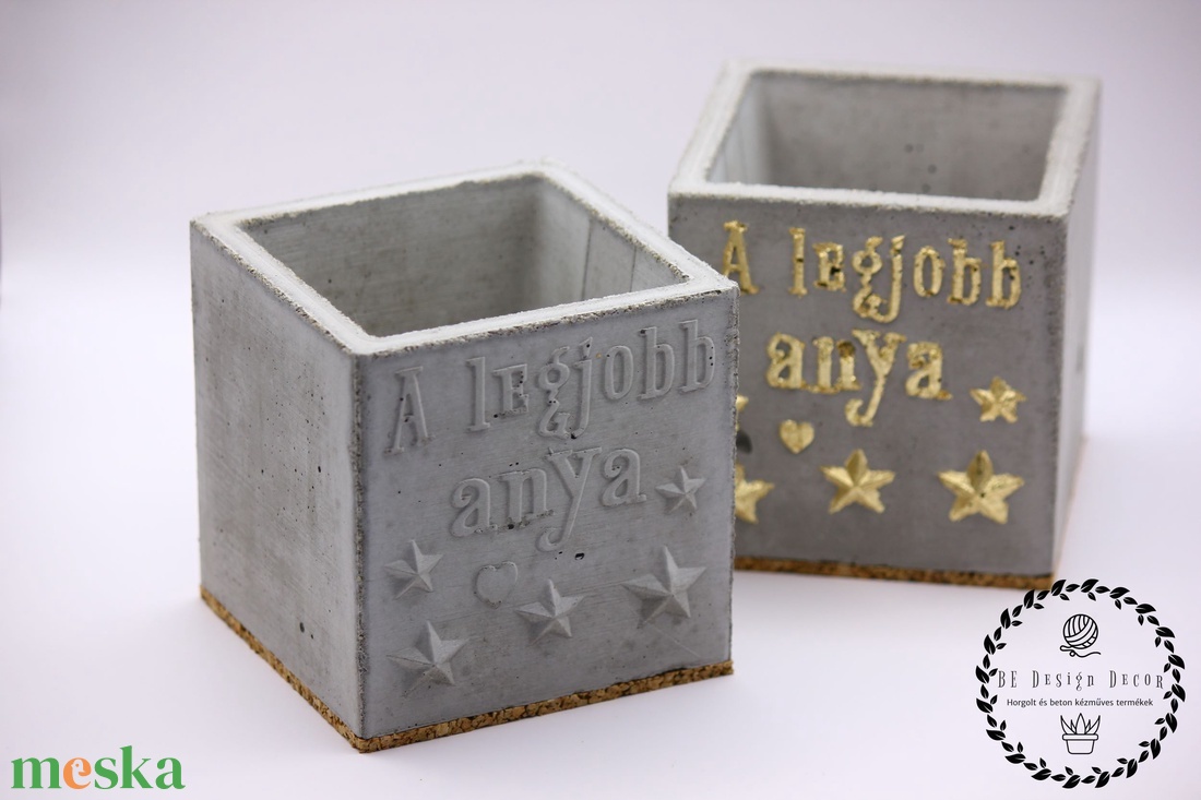 Anyák napi beton négyszögletű kaspó - otthon & életmód - dekoráció - virágdísz és tartó - cserép & kaspó - Meska.hu