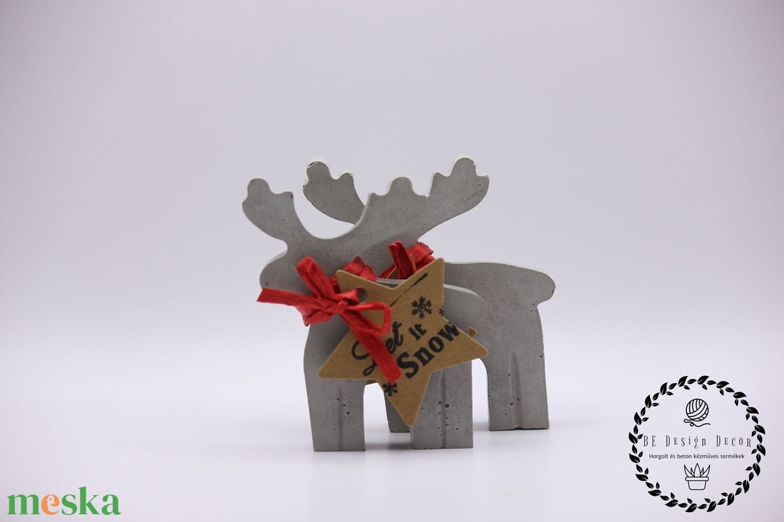 Karácsonyi Beton Szarvas  - karácsony - karácsonyi lakásdekoráció - ünnepi asztaldekoráció - Meska.hu