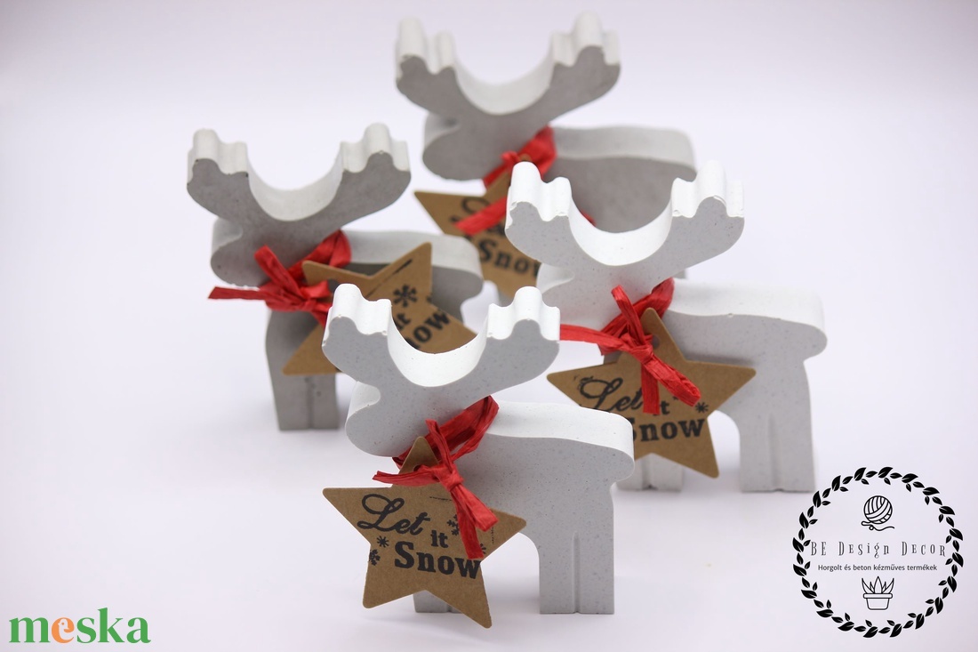 Karácsonyi Beton Szarvas  - karácsony - karácsonyi lakásdekoráció - ünnepi asztaldekoráció - Meska.hu