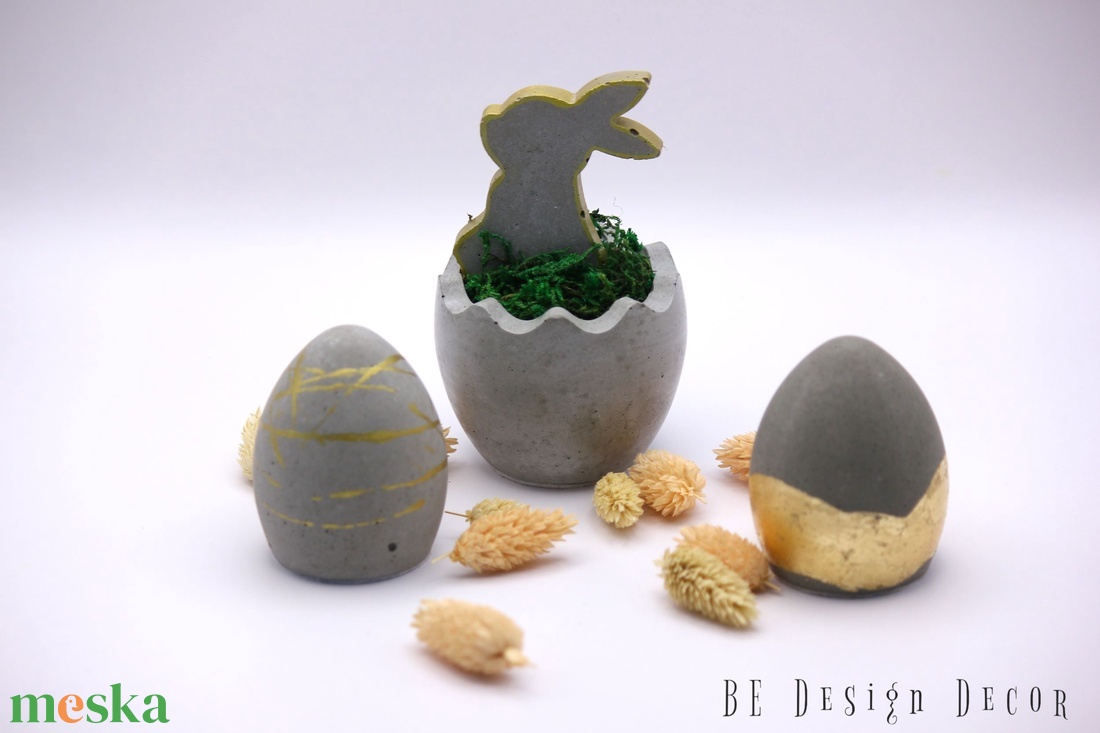 Natúr beton húsvéti dekoráció - ünnepi díszek, dekorációk - húsvéti díszek és dekorációk - húsvéti asztaldíszek - Meska.hu