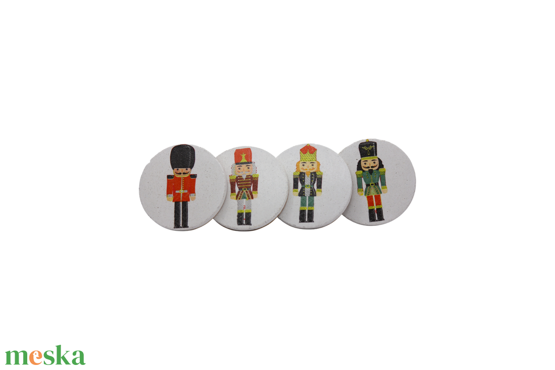 Karácsonyi huszár fehér beton poháralátét szett - karácsony - karácsonyi lakásdekoráció - ünnepi asztaldekoráció - Meska.hu