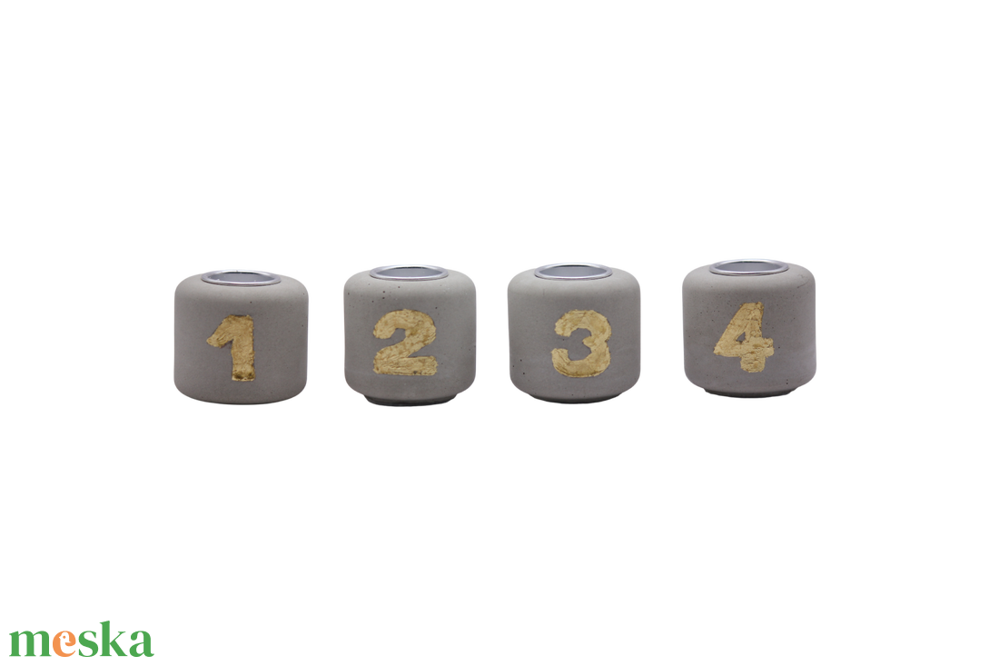 Beton adventi 4-es gyertyatartó szett - karácsony - adventi díszek - adventi gyertyadíszek és koszorúdíszek - Meska.hu