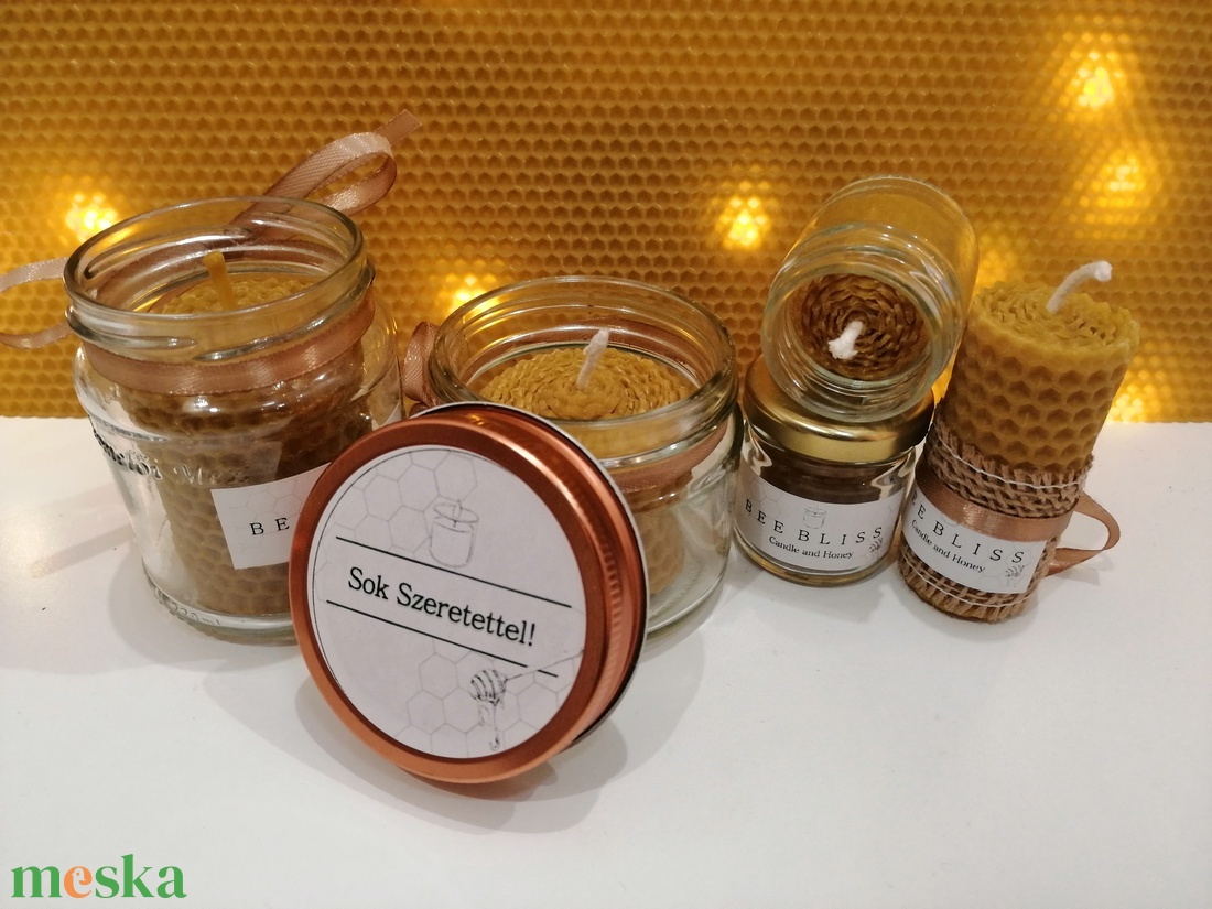 Méhviasz gyertya csomag üveges - otthon & életmód - gyertya, illat, aroma - gyertya - Meska.hu