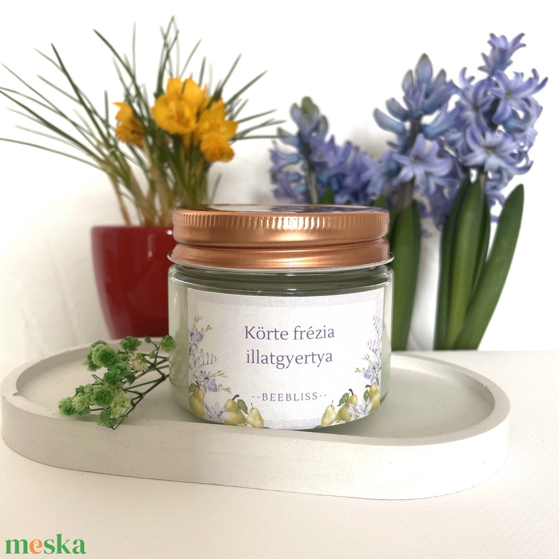 Körte frézia illatgyertya  - otthon & életmód - gyertya, illat, aroma - gyertya - Meska.hu