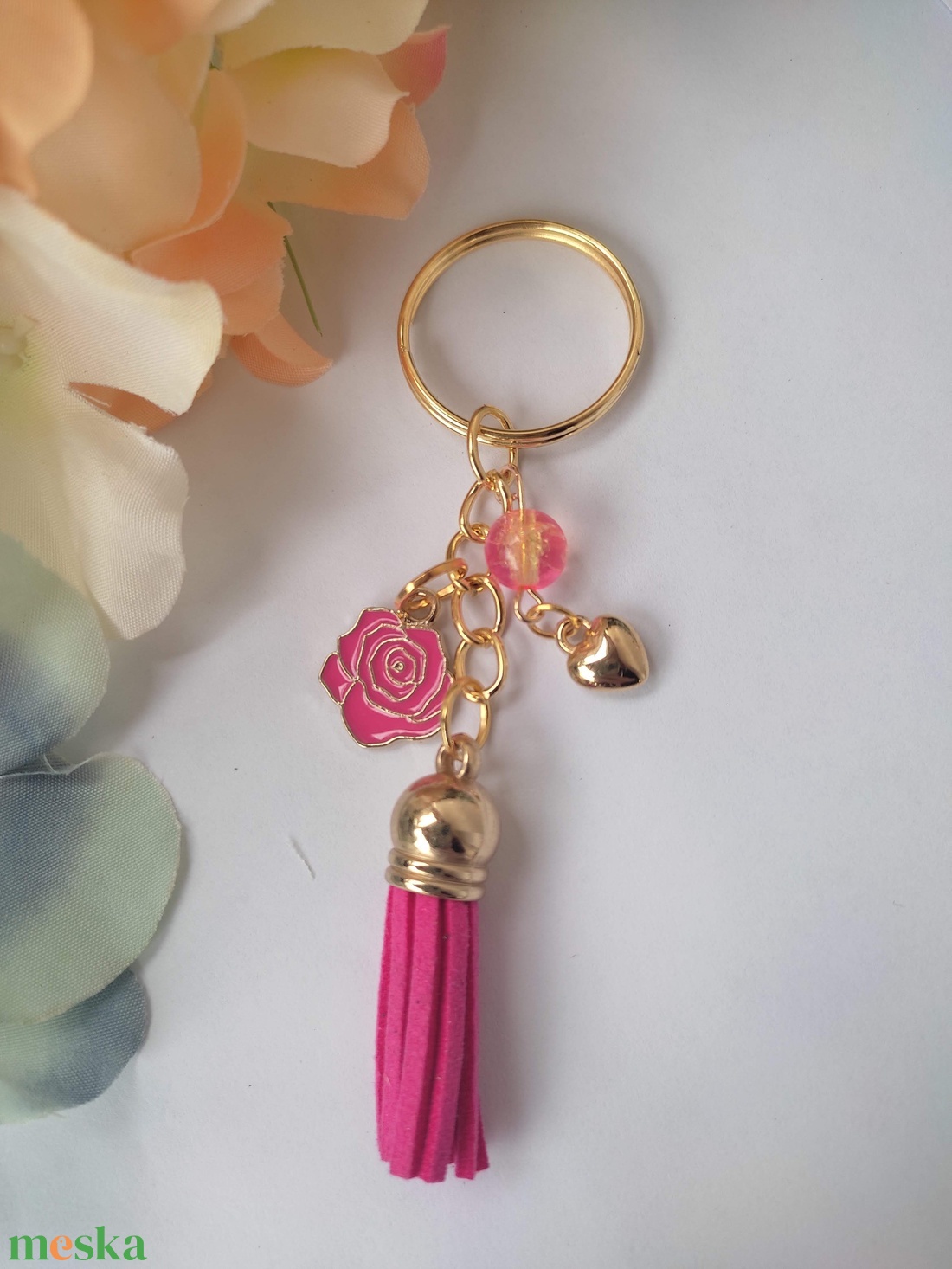 Pink rózsás kulcstartó - táska & tok - kulcstartó & táskadísz - kulcstartó - Meska.hu Pink rózsás kulcstartó - táska & tok - kulcstartó & táskadísz - kulcstartó - Meska.hu