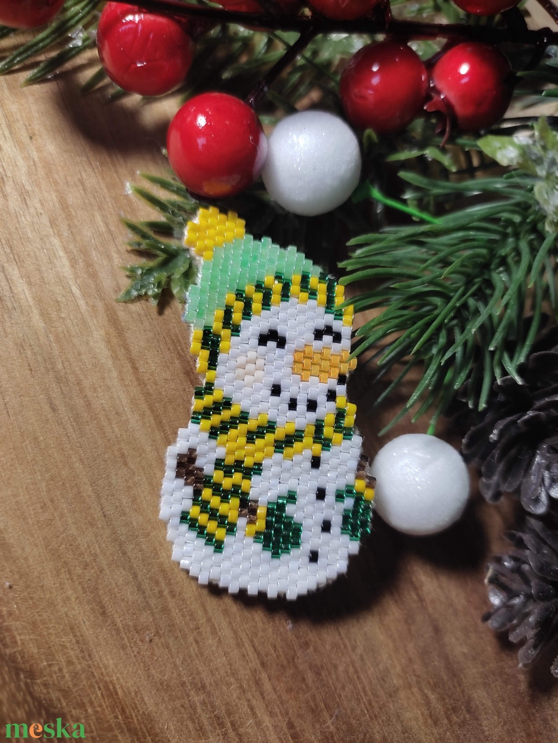 Hóember kitűző - ékszer - kitűző és bross - Meska.hu