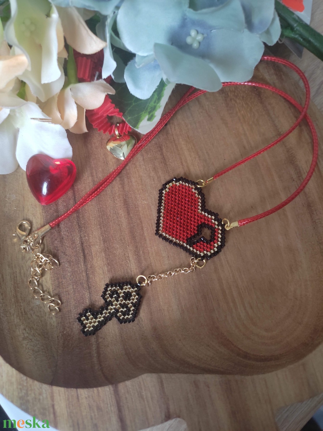 Heart and key nyaklánc - ékszer - nyaklánc - medálos nyaklánc - Meska.hu