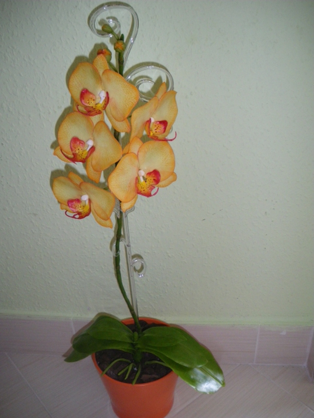  agyag orchidea - phalaenopsis narancs/sárga -  - Meska.hu