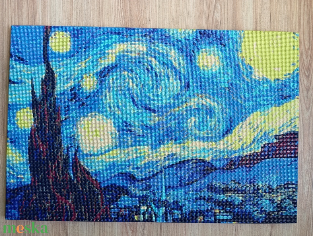 Vincent Van Gogh - Csillagos éj - gyémántszemes kép kerettel - otthon & életmód - dekoráció - kép & falikép - mozaik kép - Meska.hu Vincent Van Gogh - Csillagos éj - gyémántszemes kép kerettel - otthon & életmód - dekoráció - kép & falikép - mozaik kép - Meska.hu