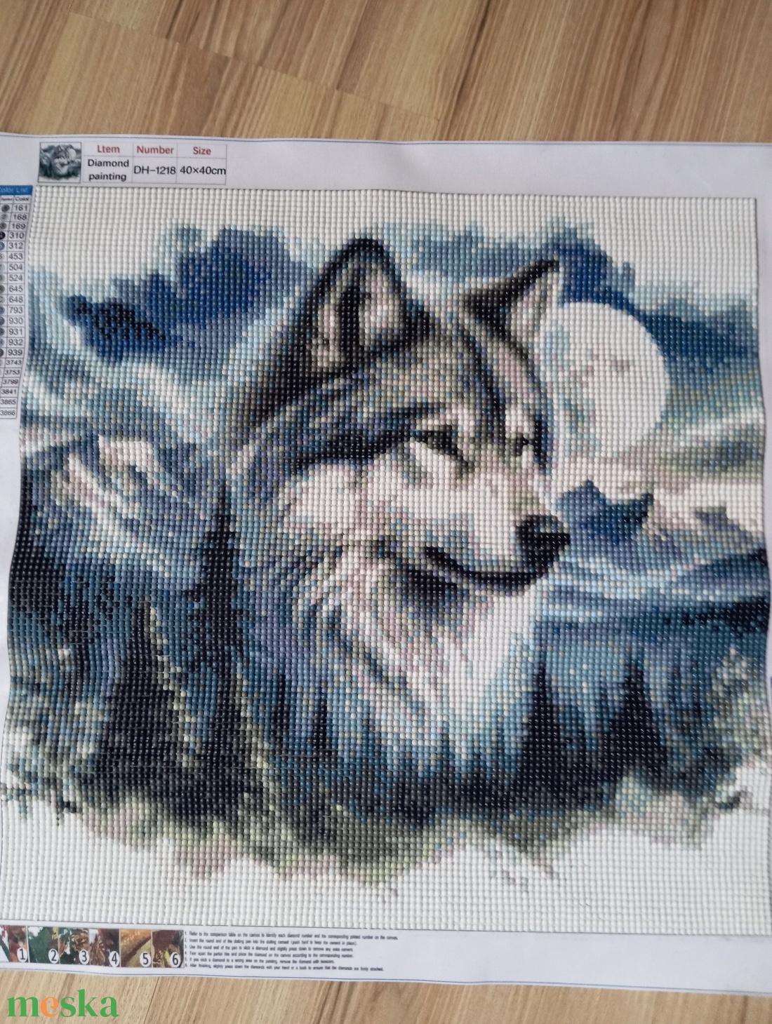 Farkas a hegyekben - gyémántszemes kép - otthon & életmód - dekoráció - kép & falikép - mozaik kép - Meska.hu