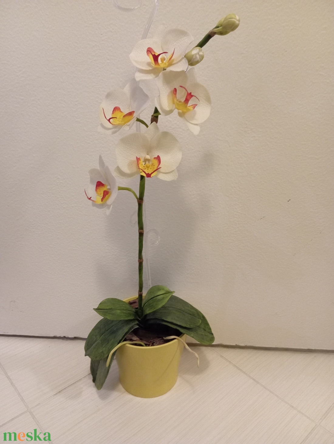  agyag orchidea - phalaenopsis fehér - otthon & életmód - dekoráció - dísztárgy - Meska.hu