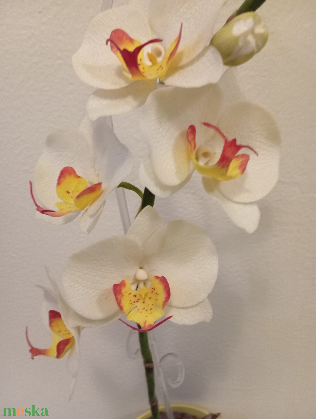  agyag orchidea - phalaenopsis fehér - otthon & életmód - dekoráció - dísztárgy - Meska.hu