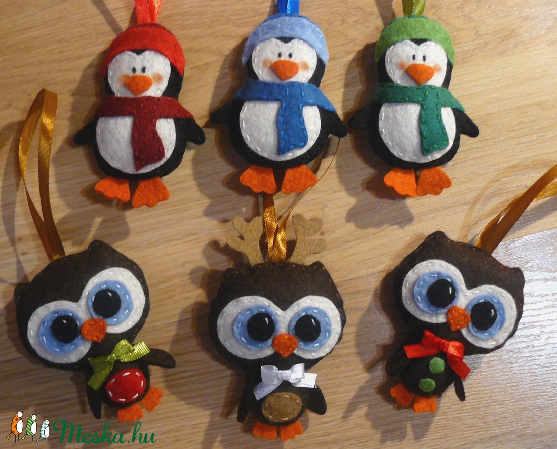 Bagoly, pingvin karácsonyfadísz (picur9 részére) -  - Meska.hu