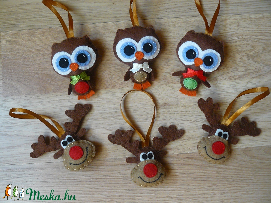Karácsonyfadíszek (rénszarvas, bagoly) -  - Meska.hu