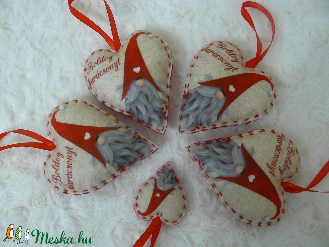 Manó mintás filc szívek -  - Meska.hu