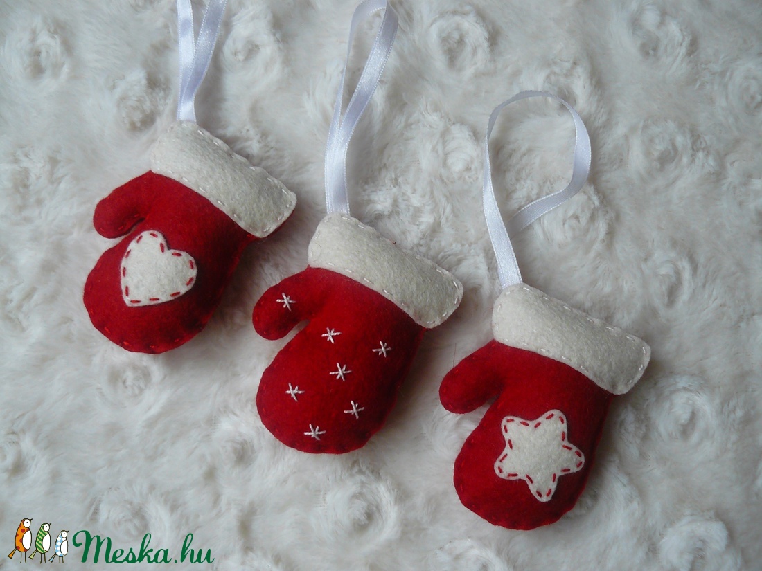 Filc kesztyű karácsonyfadísz -  - Meska.hu