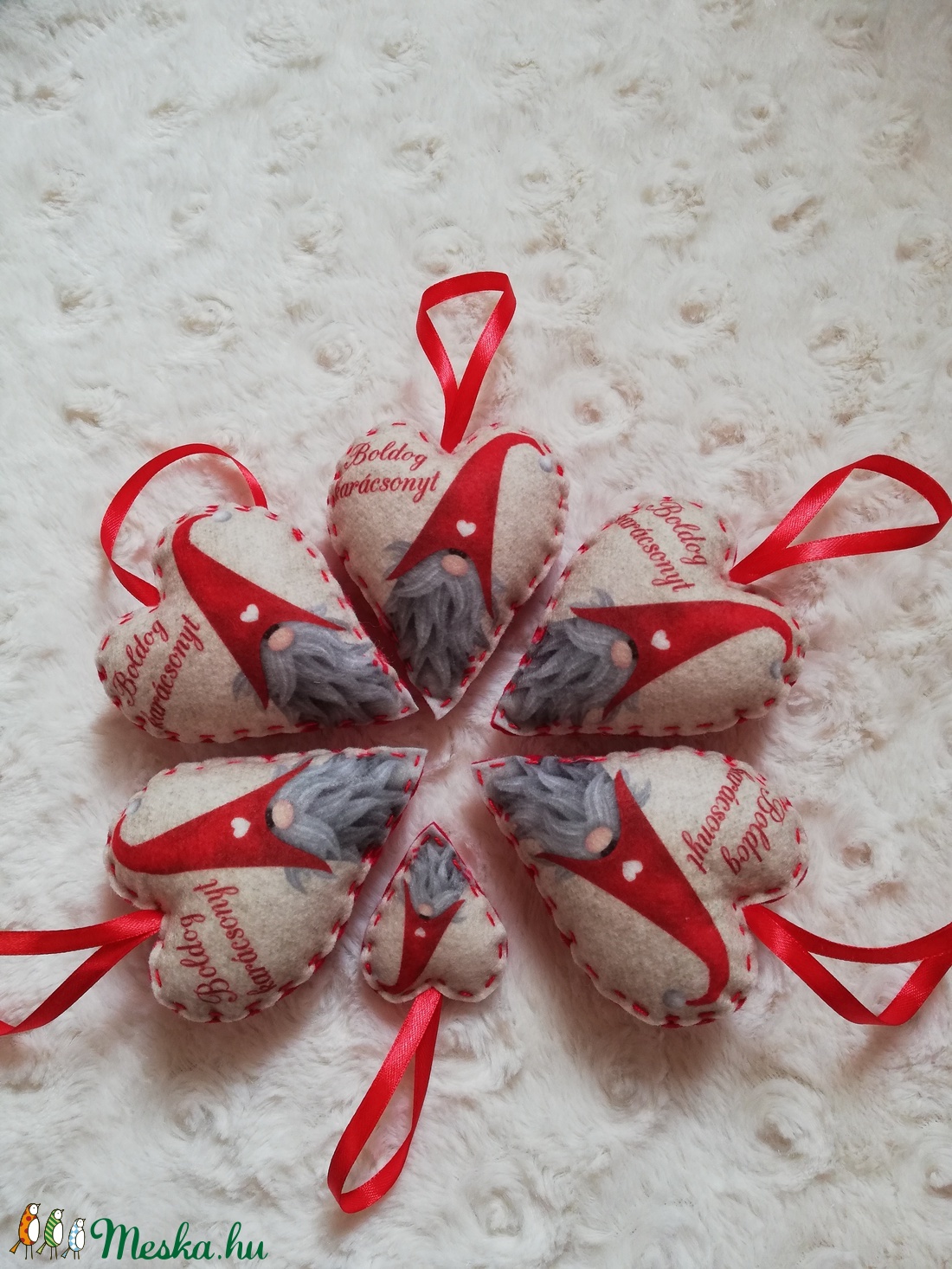 Manó mintás filc szívek -  - Meska.hu