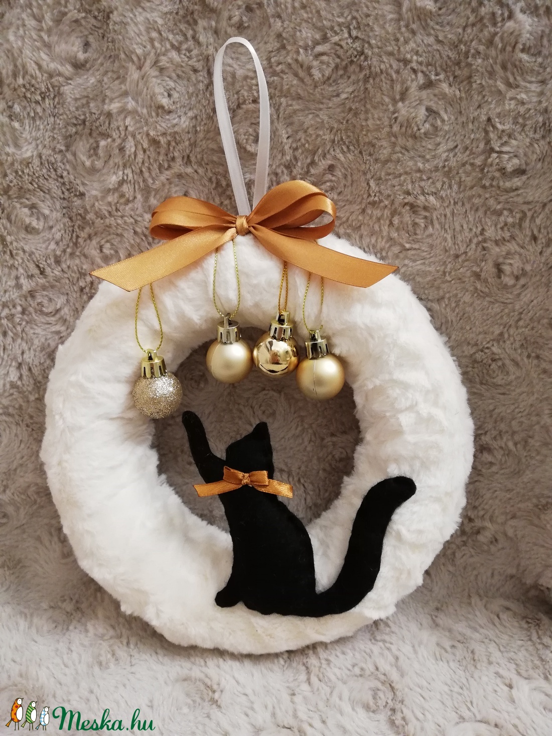 Cicás karácsonyi kopogtató, ajtódísz -  - Meska.hu