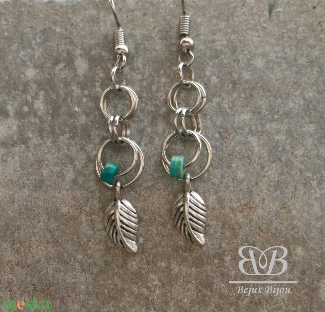 Minimalista levél fülbevaló - ékszer - fülbevaló - lógó fülbevaló - Meska.hu