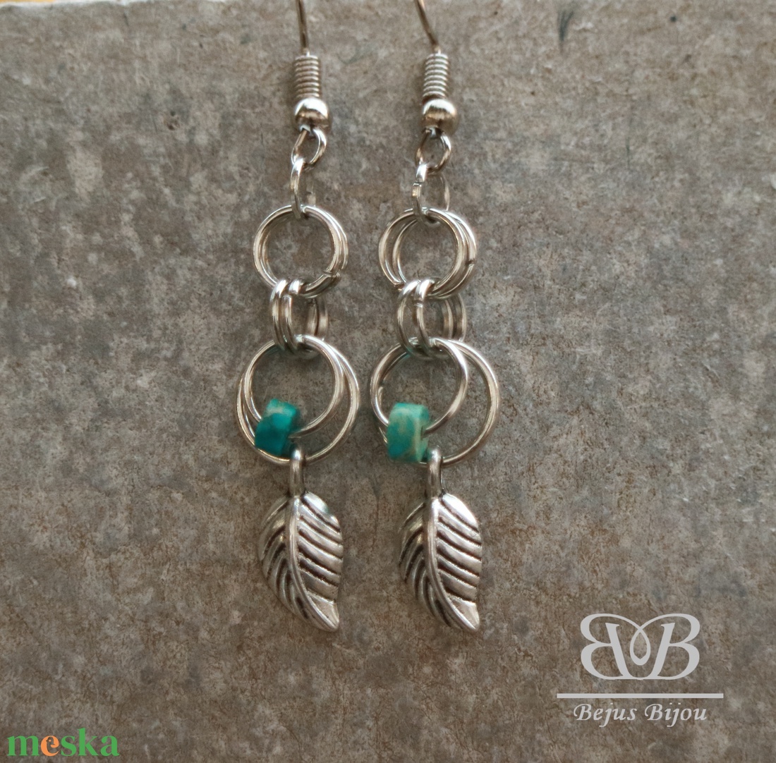 Minimalista levél fülbevaló - ékszer - fülbevaló - lógó fülbevaló - Meska.hu