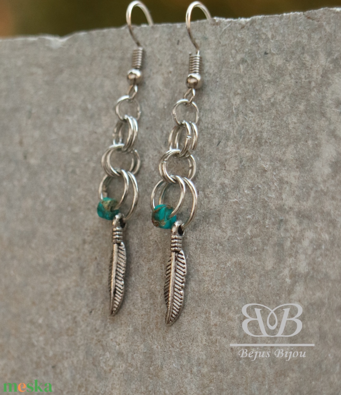 Minimalista madártoll fülbevaló - ékszer - fülbevaló - lógó fülbevaló - Meska.hu