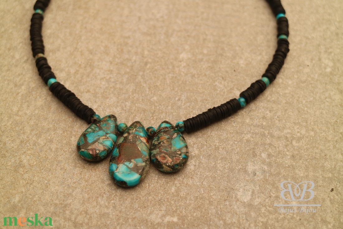 Kék kő nyaklánc - kicsi - ékszer - nyaklánc - statement nyaklánc - Meska.hu